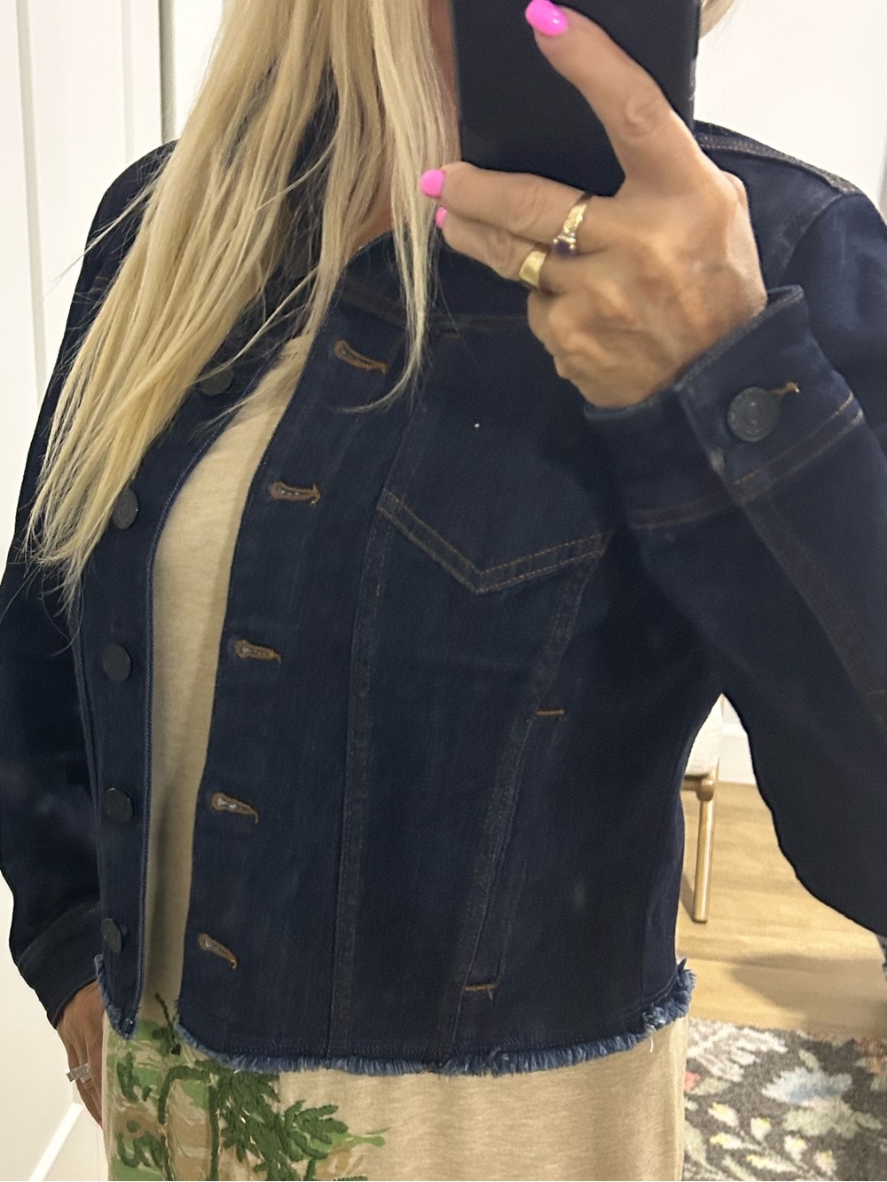 NWOT Susan Graver Stretch Denim Jacket with Unfinished Hem - Picture 11 of 11